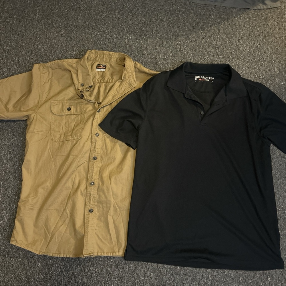 Men's Black and Tan Short Sleeve Shirts